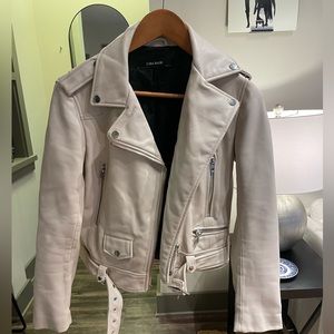 Zara Cream Leather Effect Jacket Size Medium